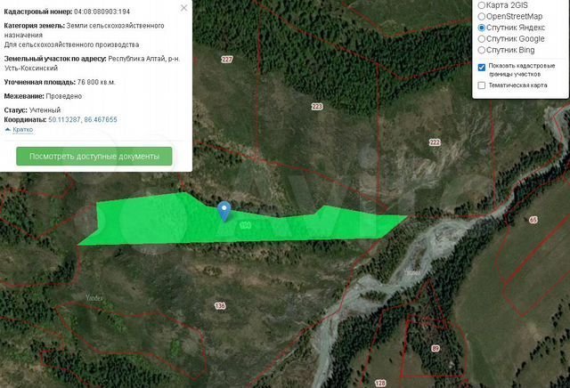 Публичная кадастровая карта республики алтай усть коксинский район